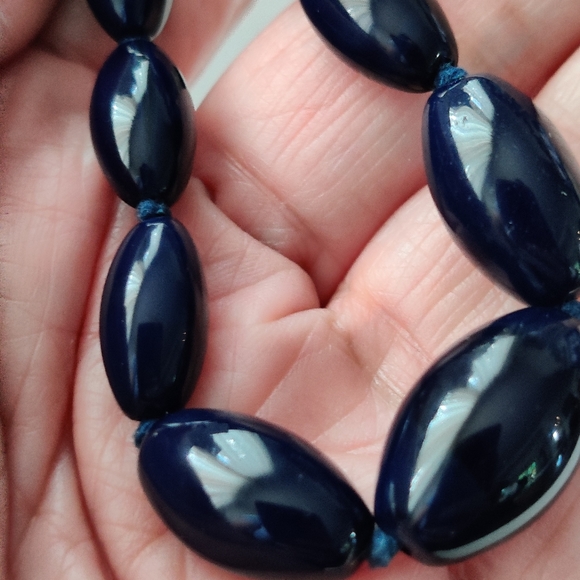 Vintage Cobalt Glass Knotted Long Necklace - Picture 3 of 10